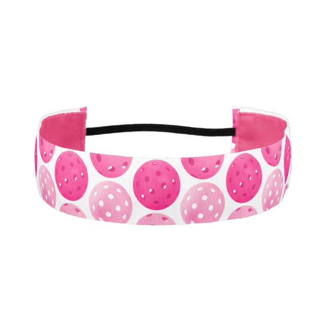 Pickleball Pink & White Pickleballs  Athletic Headband (Front)