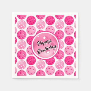 Pickleball Pink & White Pickleballs Personalized Napkins
