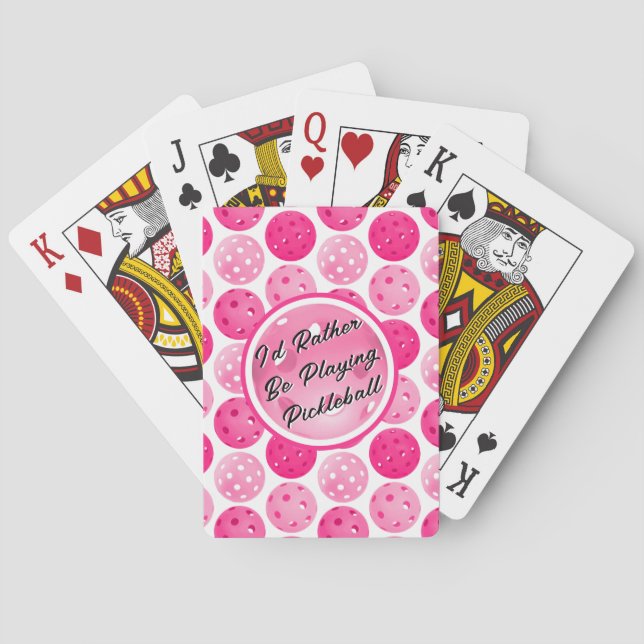Pickleball Pink & White Pickleballs Personalized  Poker Cards (Back)