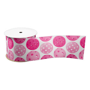 Pickleball Pink & White Pickleballs  Satin Ribbon