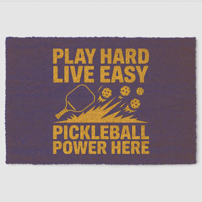 Pickleball Play Hard Live Easy Welcome Mat (Front)