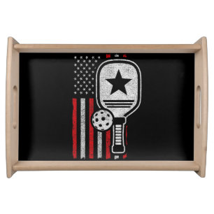 Pickleball Player - American Flag Pickleball - Pic Serving Tray