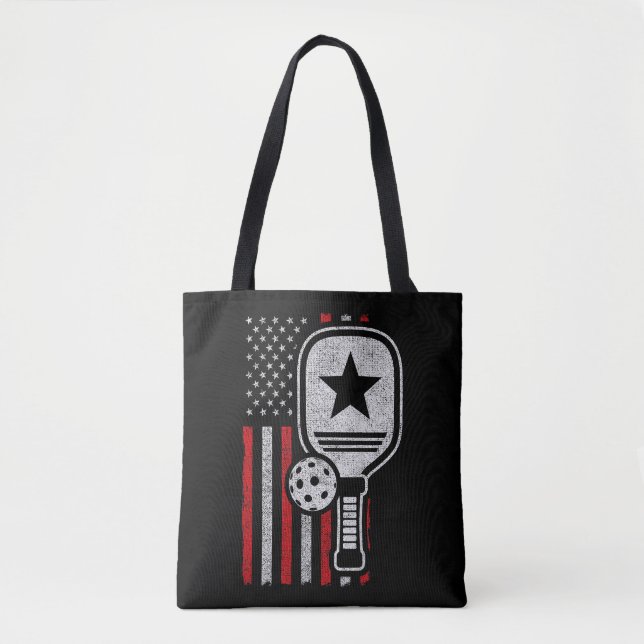 Pickleball Player - American Flag Pickleball - Pic Tote Bag (Front)