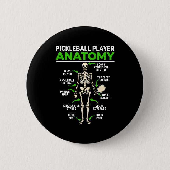 Pickleball player anatomy funny dink pickle ball button (Front)