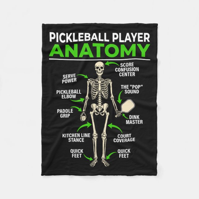Pickleball player anatomy funny dink pickle ball fleece blanket (Front)