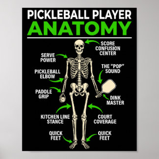 Pickleball player anatomy funny dink pickle ball poster