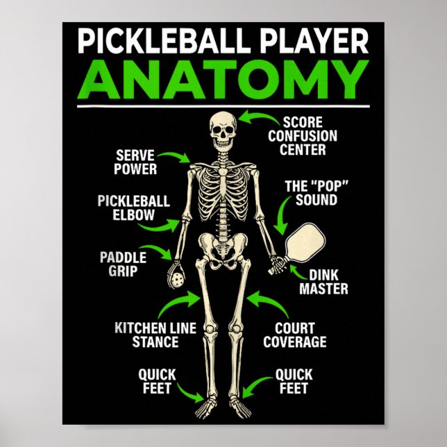 Pickleball player anatomy funny dink pickle ball poster (Front)