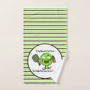 Pickleball Player Chocolate Soft Serve Green Funny Hand Towel