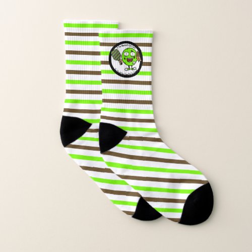 Pickleball Player Chocolate Soft Serve Green Funny Socks