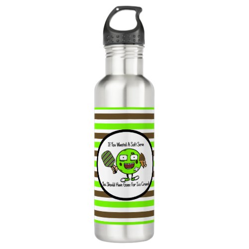 Pickleball Player Chocolate Soft Serve Green Funny Stainless Steel Water Bottle