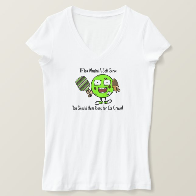 Pickleball Player Chocolate Soft Serve Green Funny T-Shirt (Design Front)