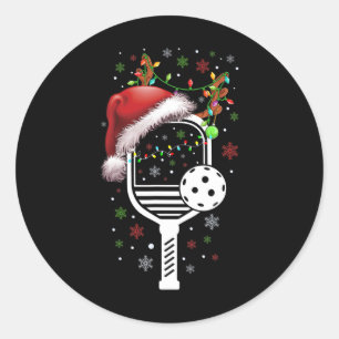 Pickleball Player Christmas Holiday Reindeer Xmas  Classic Round Sticker