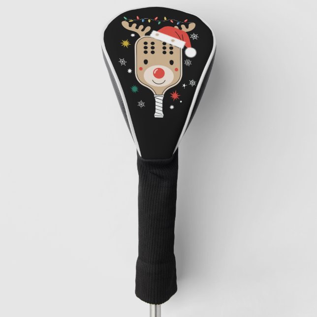 Pickleball Player Christmas Holiday Reindeer Xmas  Golf Head Cover (Front)