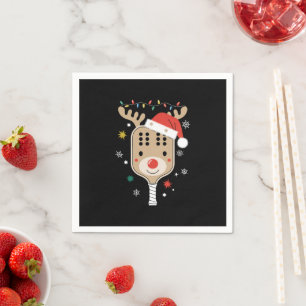 Pickleball Player Christmas Holiday Reindeer Xmas Napkins