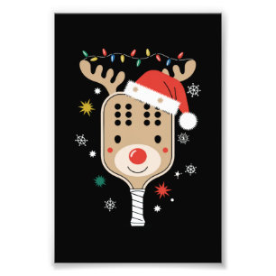 Pickleball Player Christmas Holiday Reindeer Xmas  Photo Print