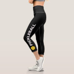 Pickleball Player Custom High Waisted Black Yellow Capri Leggings<br><div class="desc">Stand out on the court with these super cute capri leggings featuring a pickleball and the word "PICKLEBALL" set against a black background. Easily change the color!  Comfortable,  high quality leggings - perfect for the pickleball player in your life.</div>