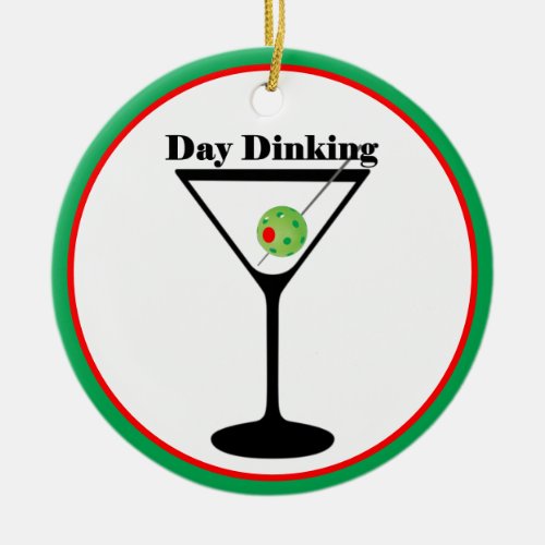 Pickleball Player Day Dinking Ball Martini Olive Ceramic Ornament