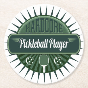 Pickleball Player Dink Party Round Paper Coaster