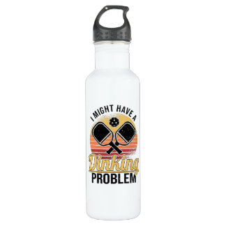 Pickleball Player Dinking Love Pickleball Retro Stainless Steel Water Bottle