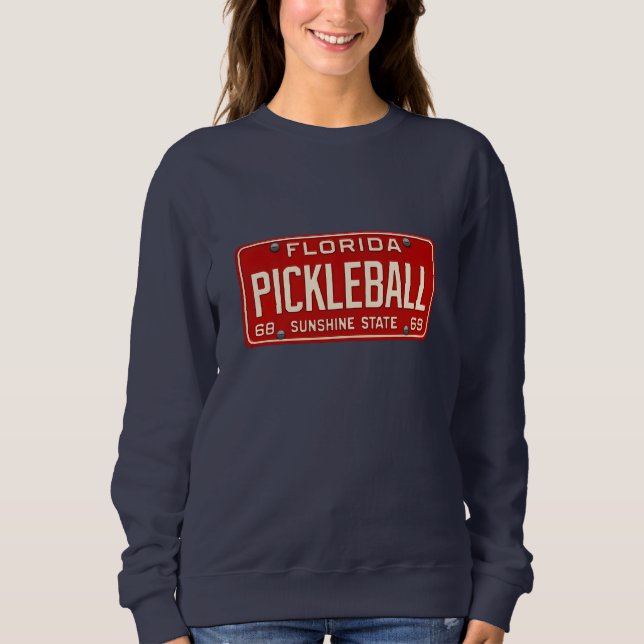 Pickleball Player Fan Retro Florida License Plate Sweatshirt (Front)