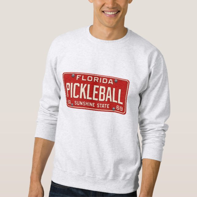 Pickleball Player Fan Retro Florida License Plate Sweatshirt (Front)