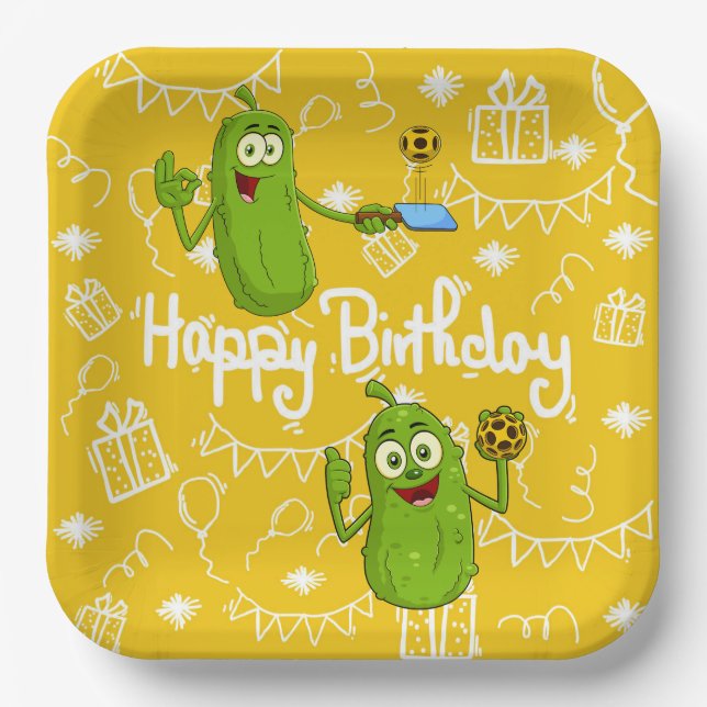 Pickleball  Player funny face for Birthday Party  Paper Plates (Front)
