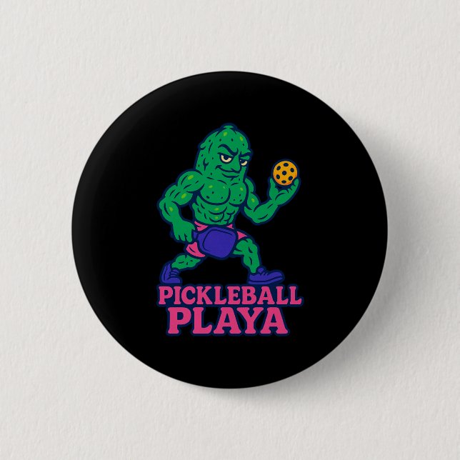 Pickleball player funny pickle ball pickelball din button (Front)