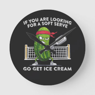 Pickleball Player Funny Round Clock