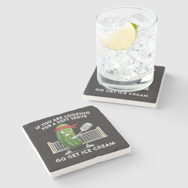 Pickleball Player Funny Stone Coaster (Side)