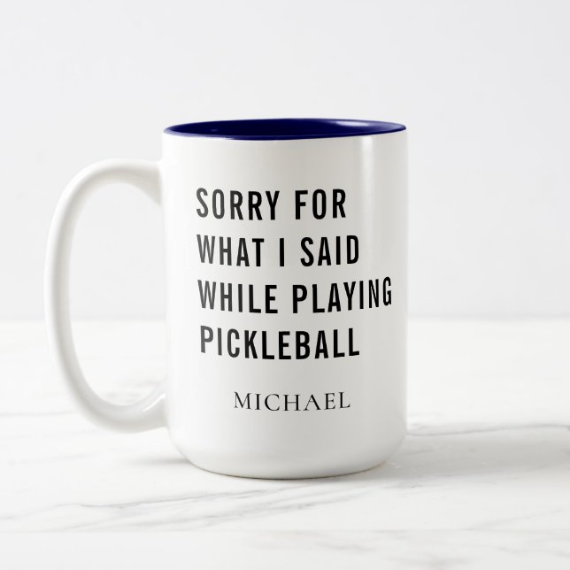 Pickleball Player Gag Personalized Sports Two-Tone Coffee Mug (Left)