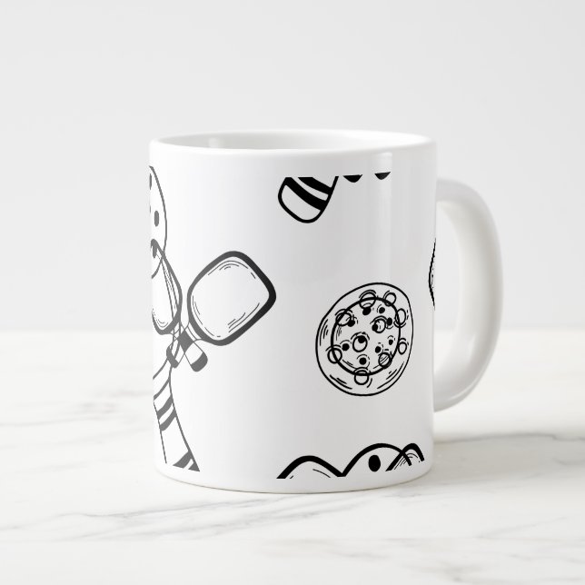 Pickleball Player Gift for Her Pink Giant Coffee Mug (Front Right)