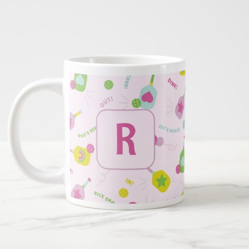 Pickleball Player Gift for Her Pink Personalized  Giant Coffee Mug
