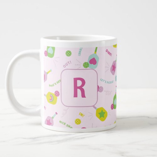 Pickleball Player Gift for Her Pink Personalized  Giant Coffee Mug