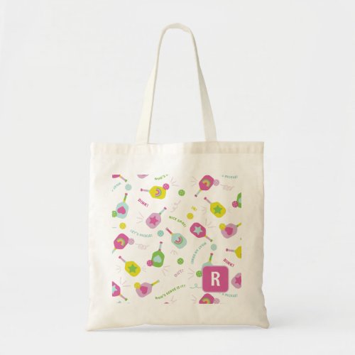 Pickleball Player Gift for Her Pink Personalized  Tote Bag
