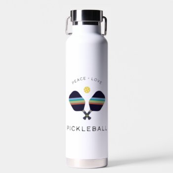 Pickleball Player Gift Peace Love And Pickleball  Water Bottle by ParcelStudios at Zazzle