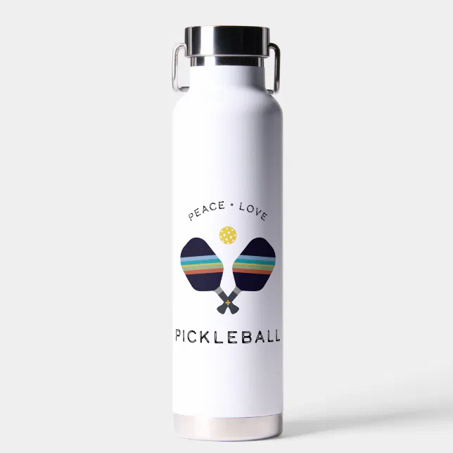 Pickleball Player Gift Peace Love and Pickleball Water Bottle Zazzle