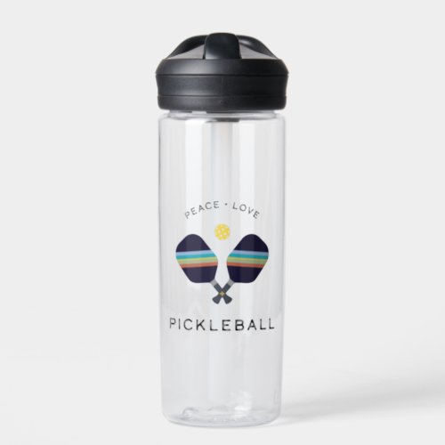 Pickleball Player Gift Peace Love and Pickleball Water Bottle