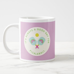 Pickleball Player Gift Rainbow Paddles Custom Giant Coffee Mug