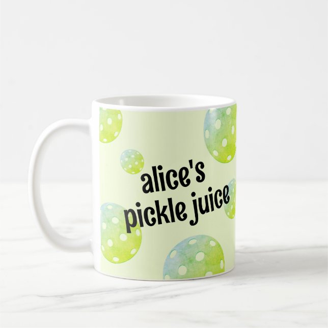 Pickleball Player Gift Sports Green Custom Name Coffee Mug (Left)