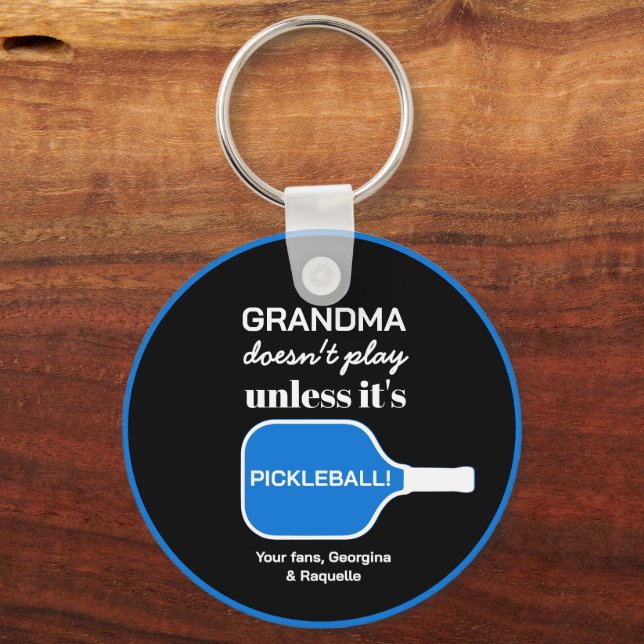 Pickleball Player Grandma Funny Custom Typography Keychain (Front)