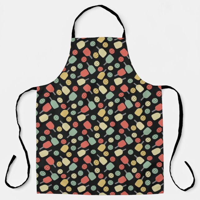Pickleball Player Paddle and Ball Pattern Jigsaw P Apron (Front)