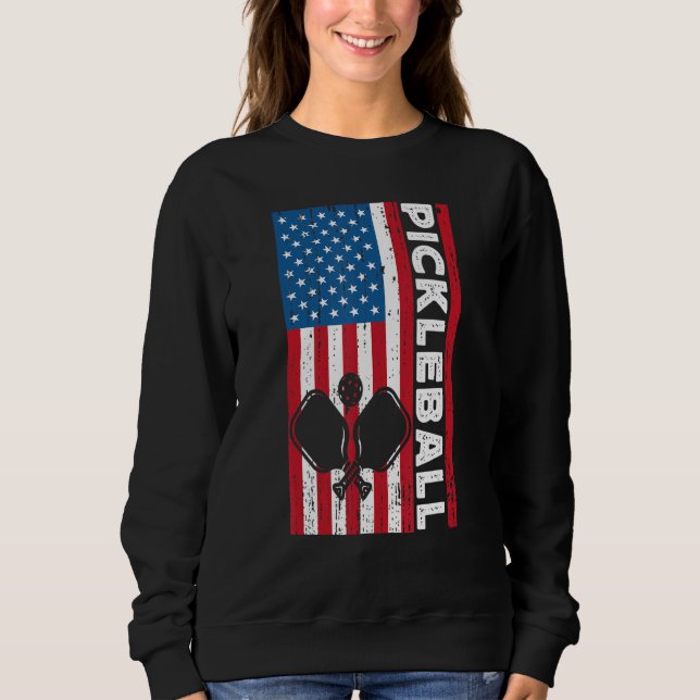 Pickleball Player Paddle Men Paddleball USA Americ Sweatshirt (Front)