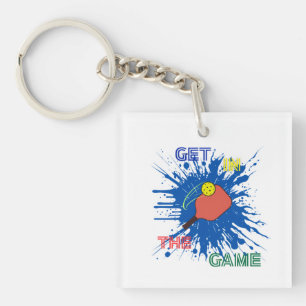 Pickleball player paddle sport game keychain