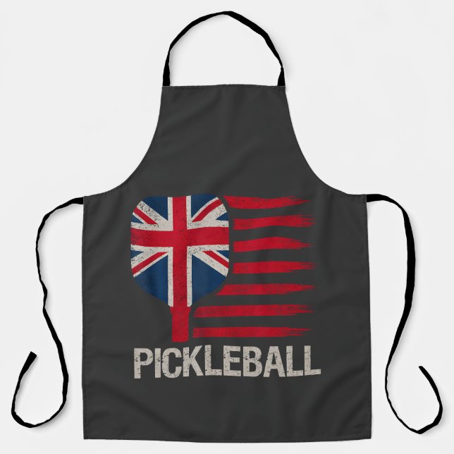 Pickleball Player Paddle Uk Flag  Apron (Front)