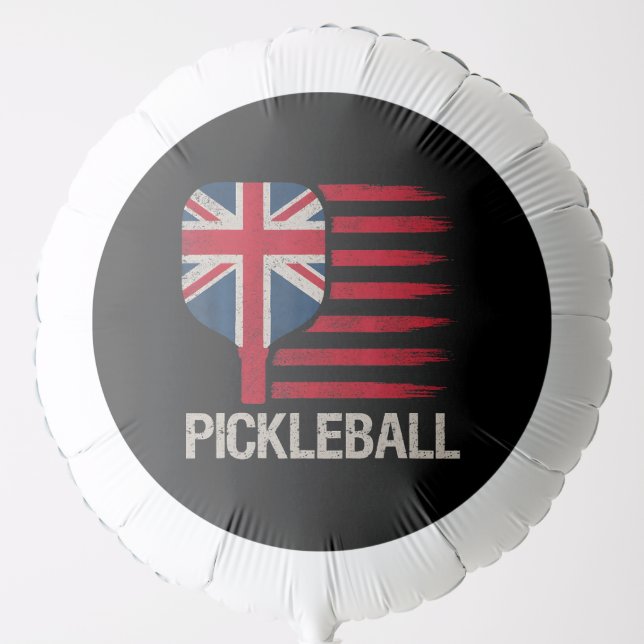 Pickleball Player Paddle Uk Flag  Balloon (Front)