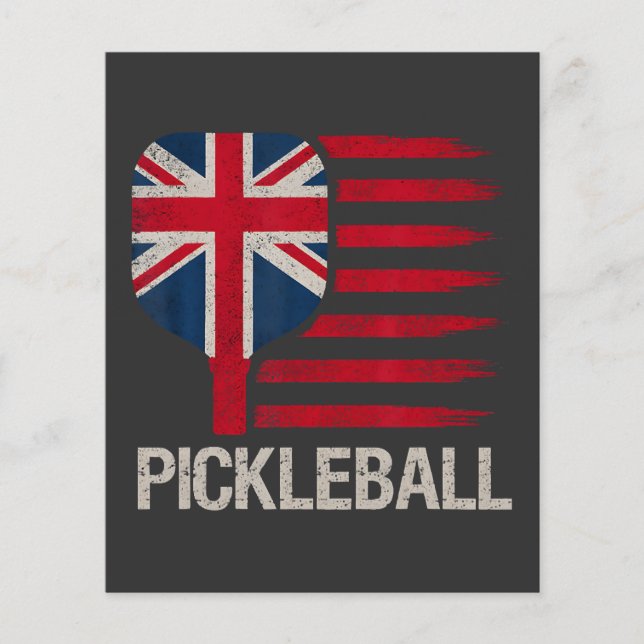 Pickleball Player Paddle Uk Flag  Flyer (Front)