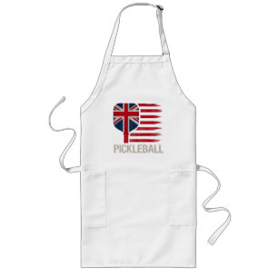 Pickleball Player Paddle Uk Flag Long Apron