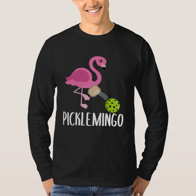 Pickleball Player Paddleball  Picklemingo Pink Fla T-Shirt (Front)