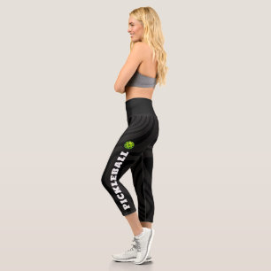 Pickleball Player Personalized Black White Capri Leggings