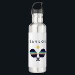 Pickleball Player Personalized Name Stainless Steel Water Bottle<br><div class="desc">Celebrate your pickleball player or fan with this fun and vibrant personalized name water bottle featuring striped blue,  green and yellow pickleball paddles. Text is customizable. Part of a collection from Parcel Studios.</div>